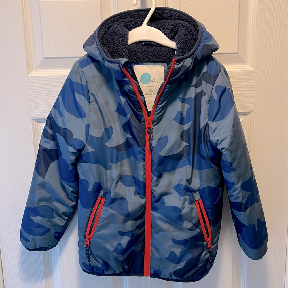 Mini boden camouflage fleece lined jacket